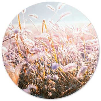 Cercle mural fleur du matin d'hiver - Ø 40 cm - Forex