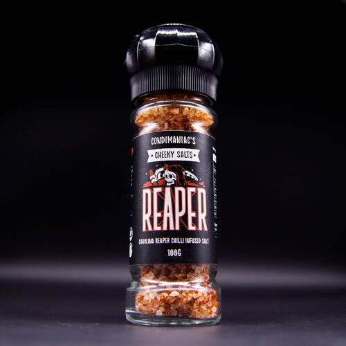 Cheeky Salts - Super Hot Carolina Reaper Pepper Salt Grinder (100g)