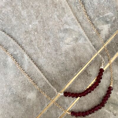 Garnet Facet Necklace - Sterling Silver