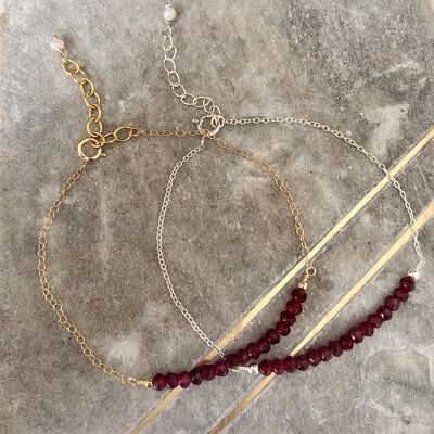 Garnet Skinny Stacking Bracelet - Gold