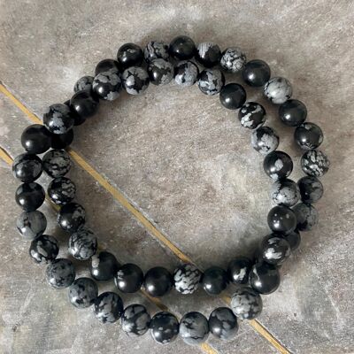 Snowflake Obsidian Bracelet 4mm