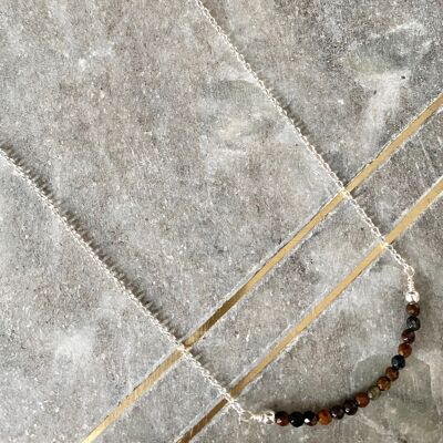 Tiger Eye Facet Necklace - Sterling Silver