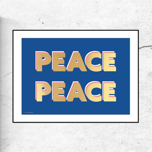 Peace peace - special gold foil - proceeds to Ukraine - blue -A3