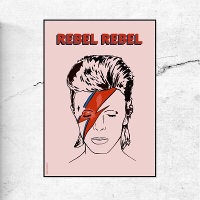 Von Rebel Bowie inspirierter Illustrationsdruck – 30 x 40