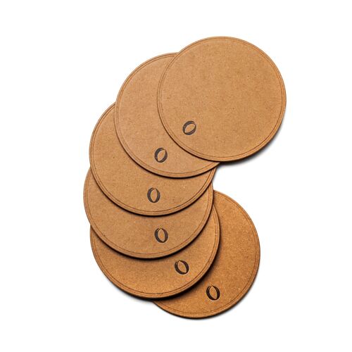 6 Round Coasters - Recycled Leather