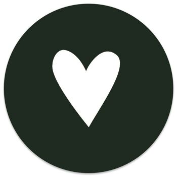 Cercle mural coeur blanc vert - Ø 40 cm - Dibond - Recommandé
