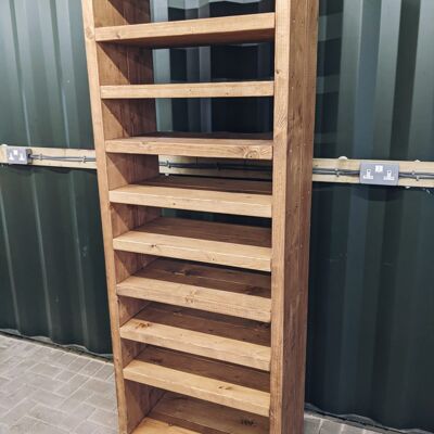 Tall 40cm depth shelving unit - Medium Oak stain