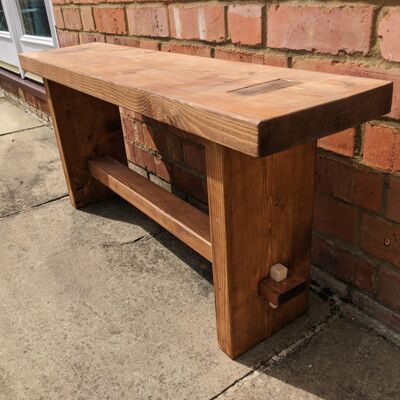 Pegged mortise and tenon bench - Light Oak stain