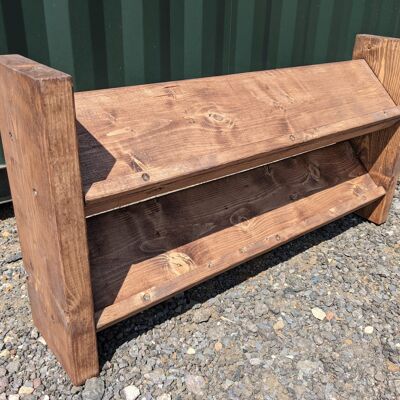 1m long incline shoe rack in dark oak