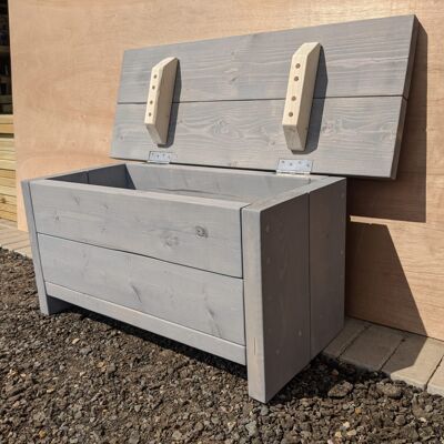 Storage bench - Grey washed effect