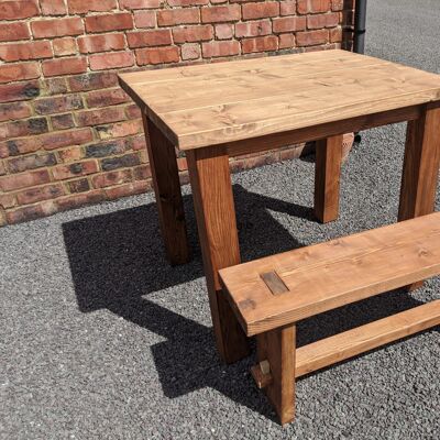 Chunky dining table and bench set - Grey washed effect