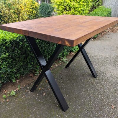 X Leg Dining Table - Dark Oak stain