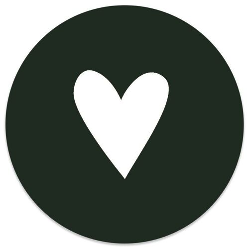 Muurcirkel hart wit groen - Ø 12 cm - Forex