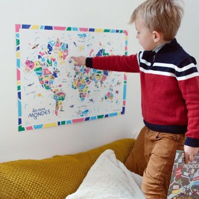 The children's planisphere world map - white model - Les Mini Mondes