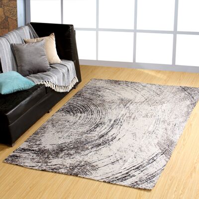 Hand-woven outdoor/indoor rug, one side printed