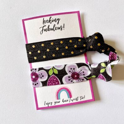 Schwarze elastische Haargummis, elastische Armbänder, Positivitätskarten, Affirmationsgeschenke, kleine Geschenke für Kinder, nur weil Geschenk, elastisches Haarband