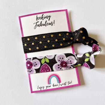 Cravate à cheveux élastique noire, bracelets élastiques, cartes de positivité, cadeaux d'affirmation, petits cadeaux pour les enfants, juste parce que cadeau, bandeau élastique 1