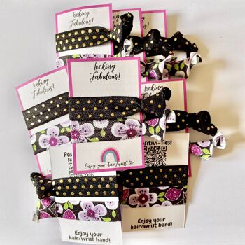 Cravate à cheveux élastique noire, bracelets élastiques, cartes de positivité, cadeaux d'affirmation, petits cadeaux pour les enfants, juste parce que cadeau, bandeau élastique 3