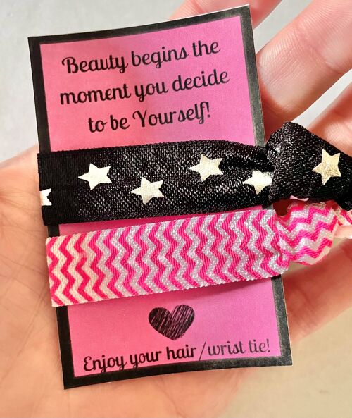 Hair Ties For Women, Positivity Gift For Her, Empowerment Cards, Daily Affirmation, Girl Power Gift, Hair Tie, Elastic Hairband Gift'