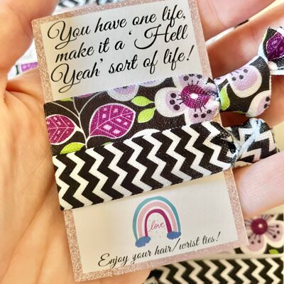Positive Affirmationskarte, Positivitätsgeschenke, Empowerment-Karten, Verwöhngeschenke für sie, kleine Geschenke für Frauen, Haargummi, elastisches Haararmband