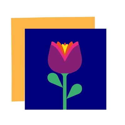 Birthday card. Tulip. Flowers card. Illustration. Bright card. Vibrant flowers card. Cool illustrations.
