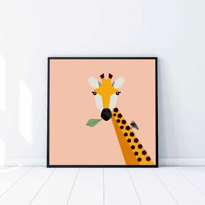 Giraffe art print, Nursery wall art, Giraffe wall art, cute giraffe, friendly giraffe, Beautiful Giraffe illustration, Pink Giraffe art
