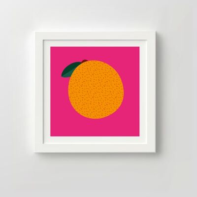 Orange print,Orange fruit print, Vivid pink print, Oranges illustration, Modern illustrated print, fruit print, citrus fruit, fresh tropical