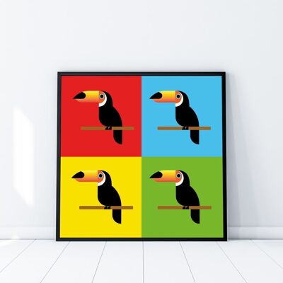 Safari children's prints, Jungle pop art prints, Toucan art print, Toucan illustration print, Tropical Bird print,Housewarming gift,New home