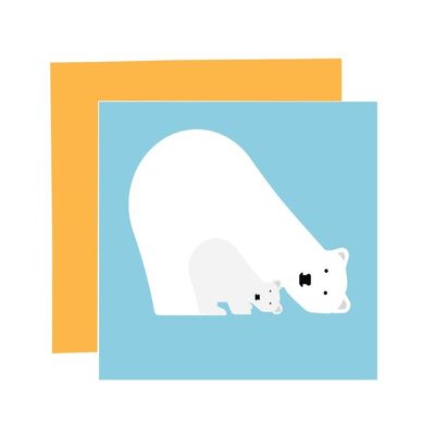 Pedro Polar Bear and Son card | Birthday Card, Father's day, Everyday card| Blank | Vibrant | Square, 150mm | ECO friendly | Recyclable