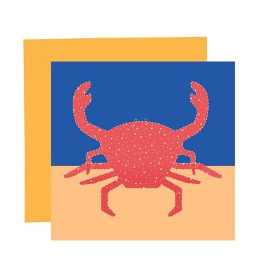 Sebastian the crab. Crab card. Friendly crab. Cute crab. Beach card. Illustration. Unique card