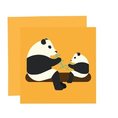 Panda card | Blank greetings card | Cute panda | Panda and child | Animal illustration | Panda and bamboo | Square, ECO card | Recyclable