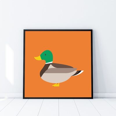 Duck print, nursery wall art, Duck art print, Bird wildlife illustration, Modern duck, Nursery farmyard print, Mallard duck print, duck