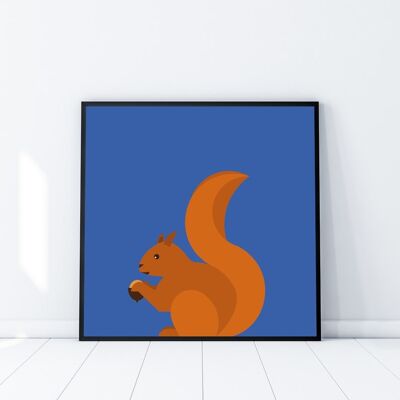 Squirrel print.Nursery print.Playroom print.Giclee print. Giclee poster.Friendly squirrel.New baby print