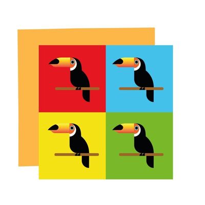 Toucan card. Toucan birthday card. Birthday cards. animal cards. bright cards. 1st birthday card. eco card.Blank card. Animal illustration.