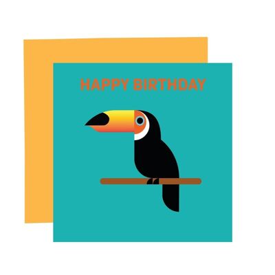 Toucan card. Toucan birthday card. Birthday cards. animal cards. bright cards. 1st birthday card. eco card.