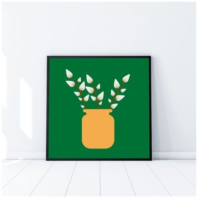 Willow Flowers illustrated print | Bright flowers wall art, flowers illustration | 304mm Square | Giclee printing |Perfect for kitchen