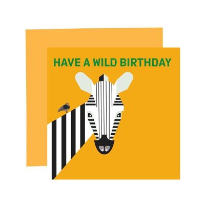 Zebra card.Zebra birthday card.1st birthday card.Bright birthday card.Animal card.Birthday card.Zebra illustration.