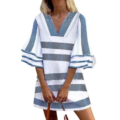 STRIPE KAFTAN / SUMMER DRESS - BLUE