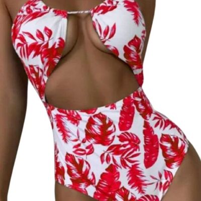 HOLLOW SLING SWIMSUIT - RED LEAF