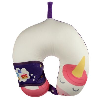 Unicorn Travel Pillow & Eye Mask Set - Purple