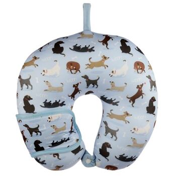 Ensemble oreiller de voyage pour chien et masque pour les yeux - Bleu 1