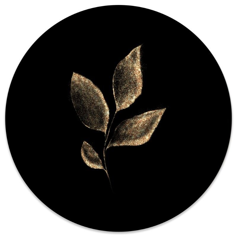 Cercle mural feuille d'or noir - Ø 20 cm - Forex