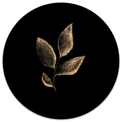 Muurcirkel leaf gold black - Ø 20 cm - Forex
