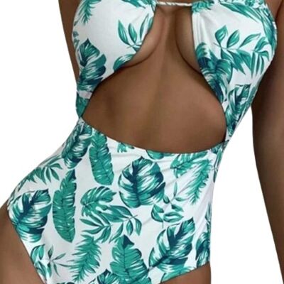 HOLLOW SLING SWIMSUIT - GREEN LEAF
