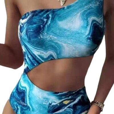 ONE SHOULDER MONOKINI - BLUE