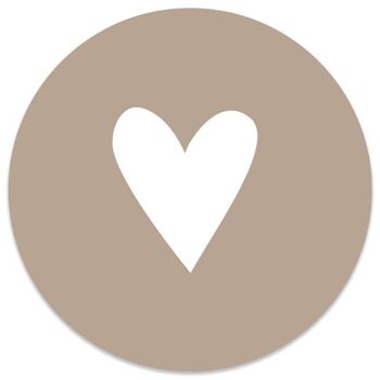 Cercle mural coeur blanc beige - Ø 20 cm - Forex