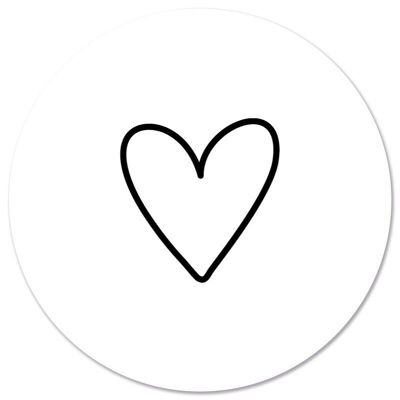 Wall circle drawn heart white - Ø 20 cm - Forex