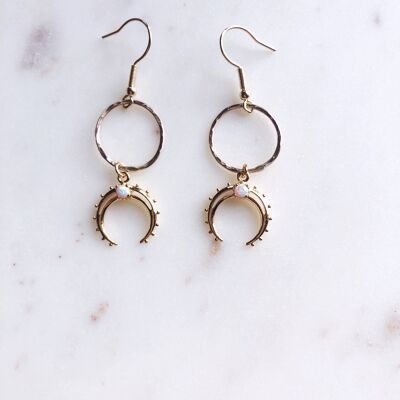 Opal Boho Moon Earrings