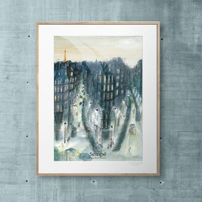 AFFICHE 30x40 cm SEMPE PARIS QUARTIER NUIT