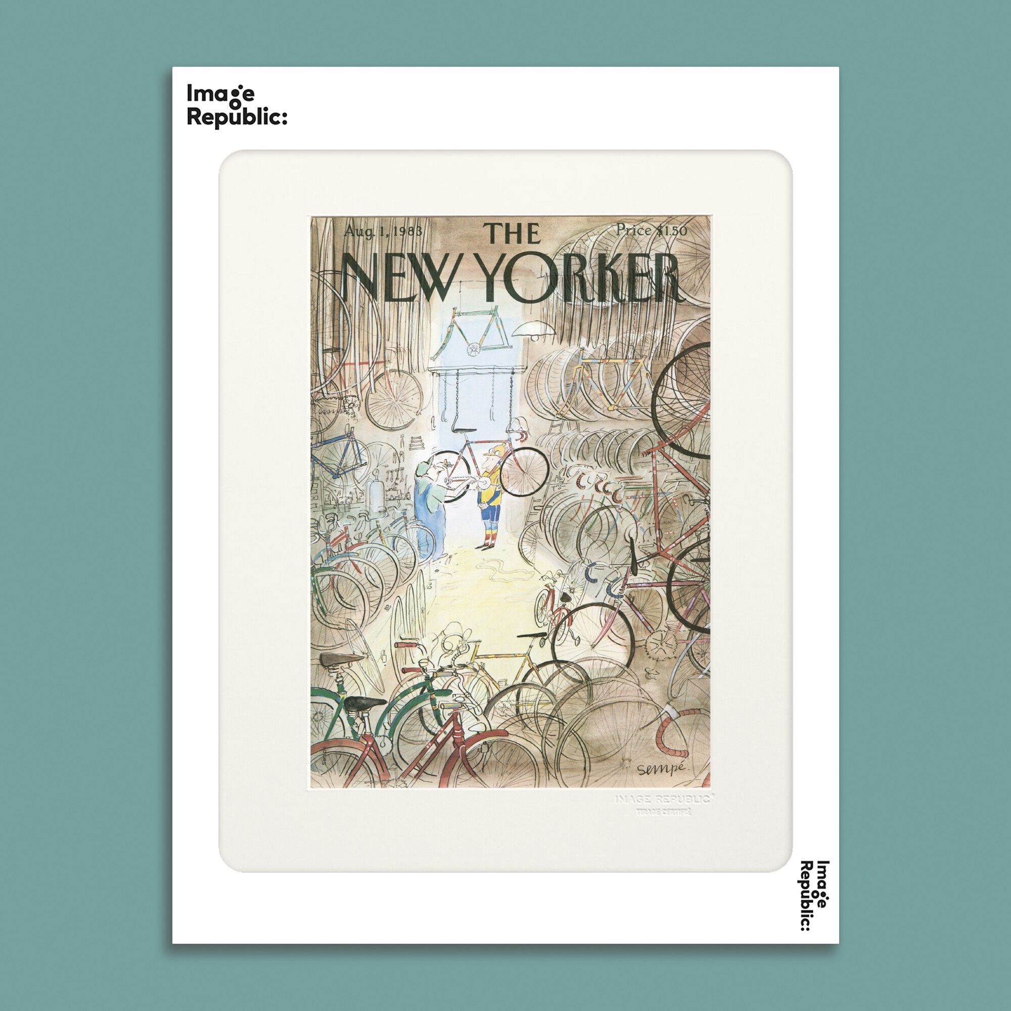 POSTER 30x40 cm THE NEWYORKER 59 SEMPE GARAGE BIKES 1983 50537